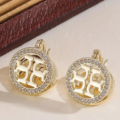Women's Fashion Earrings Set, Copper Zirconia Ear Cuffs, Elegant Lightweight Design, Versatile Round Cutout Jewelry for Women, Versatile Accessory, Sparkling Ear Jewelry, Circle Shape Earrings, Fashionable Earrings, High Quality Earrings, Earcuff