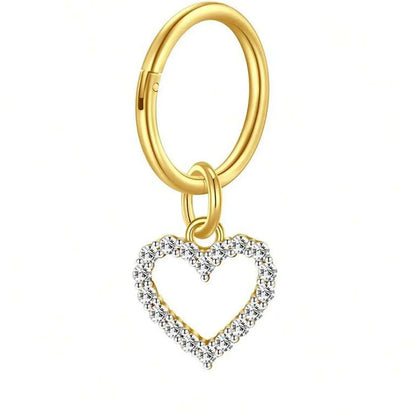 Hypoallergenic Clicker Belly Button Ring, 14G Heart Dangle Belly Navel Ring for Women, Surgical Steel Navel Belly Button Piercing Jewelry, Cute Belly Button Rings