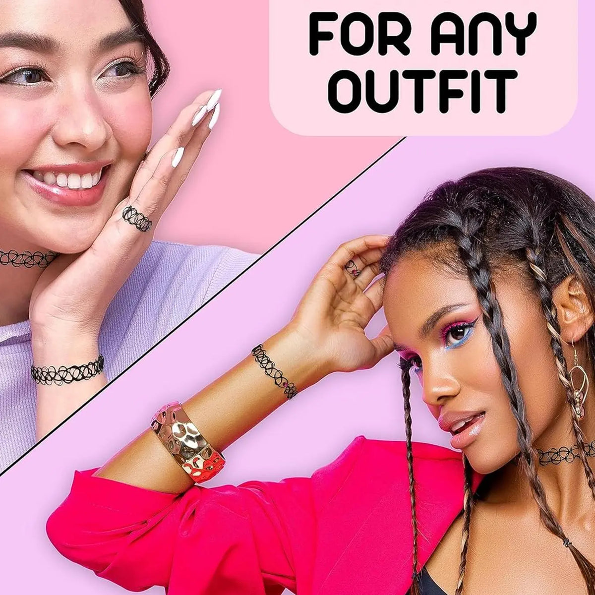 Women's Punk Style Choker Necklace & Bracelet & Ring, Fashion Jewelry for Party, Daily Clothing Decor, Trendy All-match & Exquisite Jewelry for Birthday Gift, Fashionable Matching Jewelry Set, Jewellery Gift Set