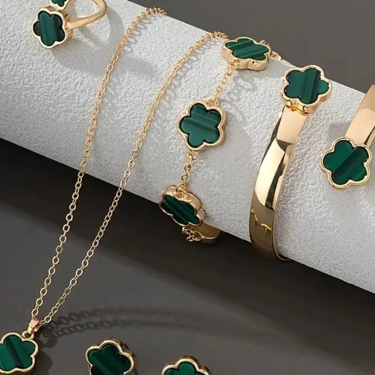 Flower Design Floral Motif Jewelry Set, Accessory Set, Fashionable Jewelry Set, Fashion Necklace & Bracelet & Bangle & Ring & Stud Earrings for Party, Daily Decor, Trendy All-match & Exquisite Jewelry for Birthday Gift