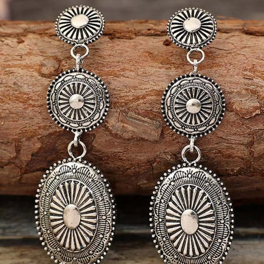 Vintage Bohemian Western Style Earrings, Metal Alloy Geometric Patchwork Design, Unique Dangle Earrings for Women, All Season Earrings, Drop Earrings, Earrings Dangling, High Quality Earrings, Trendy Jewelry