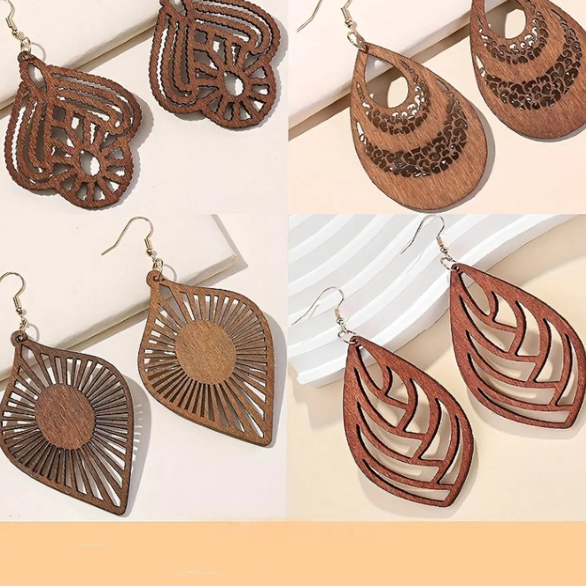 Boho Style Hollow Out Leaf & Water Drop Design Dangle Earrings, Bohemian Earrings, Fashion Jewelry for Party, Daily Clothing Decor, Trendy All-match & Exquisite Jewelry for Birthday Gift, Trendy Fashionable Accessories
