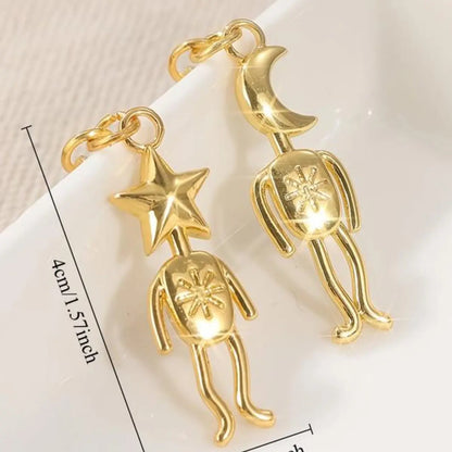 Vintage Star Moon Earrings, Good Earrings, Simple Creative Women's Party Vacation Metal Earrings, Jewelry Accessories, Retro Design Ear Studs Valentine's Day, Anniversary Gift Daily Vacation Gift