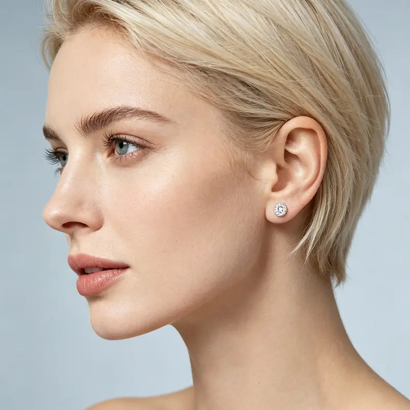 Unisex Stainless Steel Magnetic Stud Earrings Set, 6MM 8MM CZ Non‑Piercing Fake Piercing Earrings, Reusable No Pierced Jewelry for Adult Men Women, Summer Style Daily Wear Accessories`