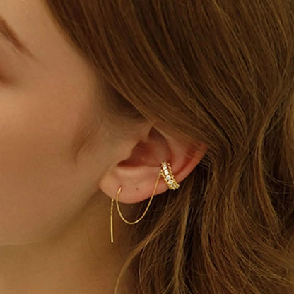 Women's Elegant Rhinestone & Chain Design Ear Cuff, Exquisite Long Thread Earrings, Chic Gorgeous Jewelry As Gift for Girlfriend, Trendy Jewelry, Ear Accessories, Trendy Fashionable Accessories