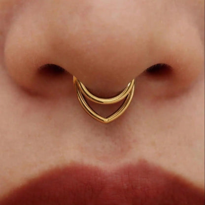 316L Stainless Steel V-Shaped Septum Ring, Helix Pierced Ring, Hypoallergenic Piercing Jewelry, Anti Tragus Jewelry, 16g, Suitable for Septum Nose Helix Tragus Cartilage, Unisex, Piercings Jewelry