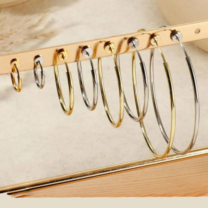 8 Pairs Clip-on Hoop Earrings, Casual Earrings Set, Stainless Steel Clip-on Earrings for Women, Fake Hoops for Non-pierced Ears, Spring Design Trendy Jewelry, Fashionable Jewelry Accessories, Non Piercing Earrings
