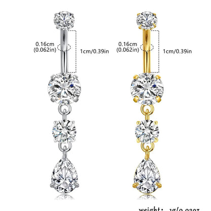 Women's Elegant Teardrop Shaped Belly Rings, Exquisite Trendy Belly Piercings, Chic Body Jewelry for Party & Daily Decor, Body Jewellery
