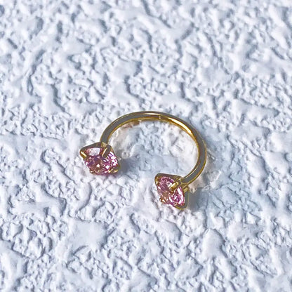 20G(0.8mm)/18G(1.0mm) 8mm Horseshoe Nose Hoop Internally Threaded Gems Nose Ring with Free Ball Holder | Caution: Avoid Overtightening; Pre-Tighten with Provided Tool then Complete Tightening by Hand