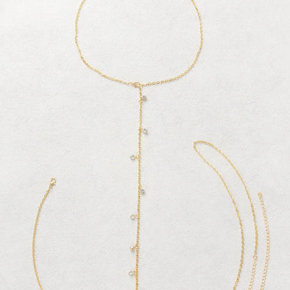 Elegant Backless Body Chain for Women, Zirconia Water Drop Necklace, Fashionable Wedding Accessory, Luxurious Bridal Jewelry