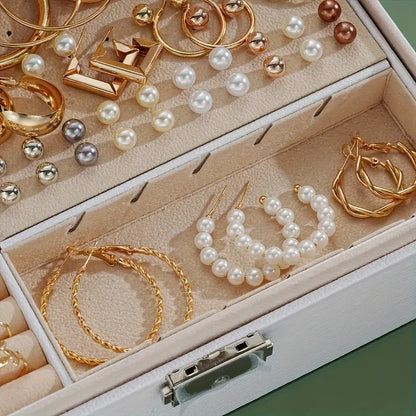 86-piece set of fashionable and elegant gold-plated butterfly necklace, heart-shaped ring, imitation pearl earrings, earrings, 4 in 1 multi-piece jewelry set, suitable for girls' daily travel, party and holiday gifts, fashion accessories (No box)