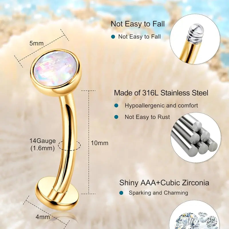 LOLIAS Women's Silver/14 Karat Gold Plated Surgical Stainless Steel CZ Clicker Belly Button Rings Pack for Navel Piercings