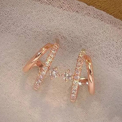 Elegant Cubic Zirconia Decorated C-shaped Earrings for Women, Fashion Jewelry for Party, Daily Clothing Decor, Daily Wear Earrings, Trendy All-match & Exquisite Jewelry for Birthday Gift, Copper Construction Earrings, Fashionable Earrings