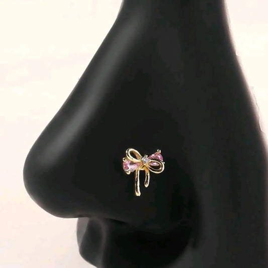 Elegant Butterfly Nose Pin/nose Ring, Rhinestone Decorated, Stainless Steel Chain, All-Season Fashion Accessory, Body Jewelry Accessory, Nose Piercing Jewelry, Body Jewellery