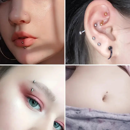 10Pcs Stainless Steel Curved Barbell Rings Belly Button Piercing Hoop Set Colorful Eyebrow, Navel, and Lip Body Piercings Jewelry Stainless Steel Bohemian Navel Pins Piercing Hoop Set