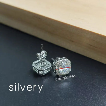 Women's Bling Sparkle Shine Ear Studs - Retro Look Round Zircon Starburst Rhinestone Jewelry, Unisex Fit Cool Costume Accessories, Holiday Gift Ready
