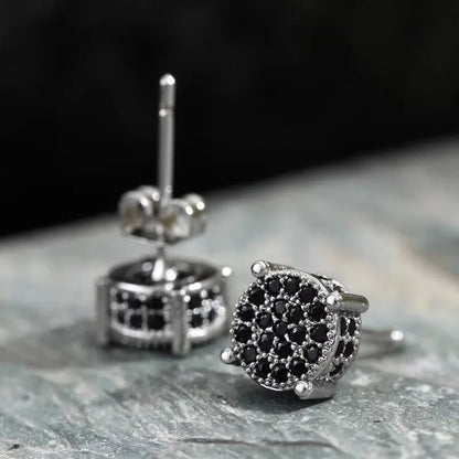Women's Bling Sparkle Shine Ear Studs - Retro Look Round Zircon Starburst Rhinestone Jewelry, Unisex Fit Cool Costume Accessories, Holiday Gift Ready