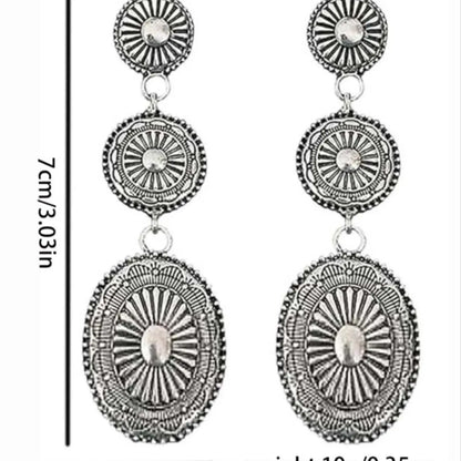 Vintage Bohemian Western Style Earrings, Metal Alloy Geometric Patchwork Design, Unique Dangle Earrings for Women, All Season Earrings, Drop Earrings, Earrings Dangling, High Quality Earrings, Trendy Jewelry