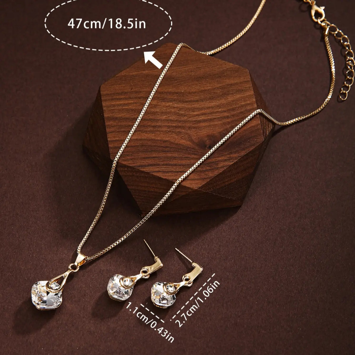 4pcs/set French Elegant Square Dial Women's Watch + Teardrop Necklace Earrings Set, Jewelry Sets, Accessory Set, Perfect Gift for Holidays and Special Occasions