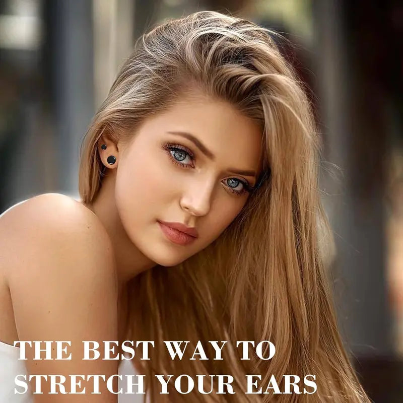 Stainless Steel Ear Stretching Kit (12-26Pcs) - 1-7mm/7.5-12mm Plugs with O-Rings, Jojoba Oil Aftercare, Gauge Tunnels for Stretched Ears Style, Body Piercing Jewelry for Adults, Ear Gauge Tunnels