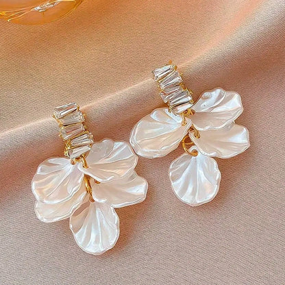 Vintage Round Faux Pearl Shell Drop Heart Shape Earrings, 4 Pairs/set, Earring Pack, Earring Stacking Set, French Style Design, Ideal for Everyday & Special Occasions, Versatile Accessory, Exquisite Jewelry Gift, Earring Stacks