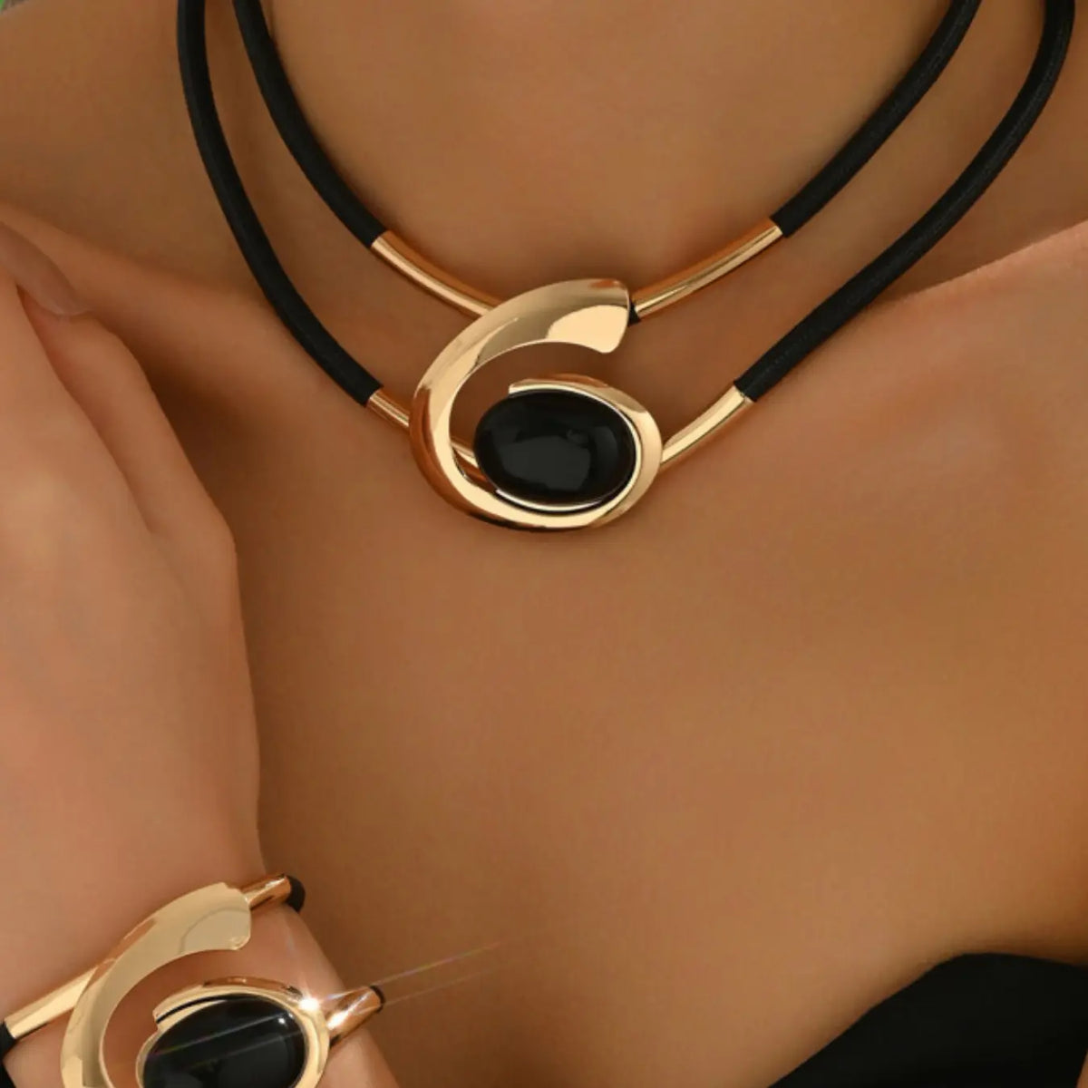 Boho Style Acrylic Pendant Jewelry Necklace Bracelet Set, Geometric Pattern, All Seasons, Standard Chain