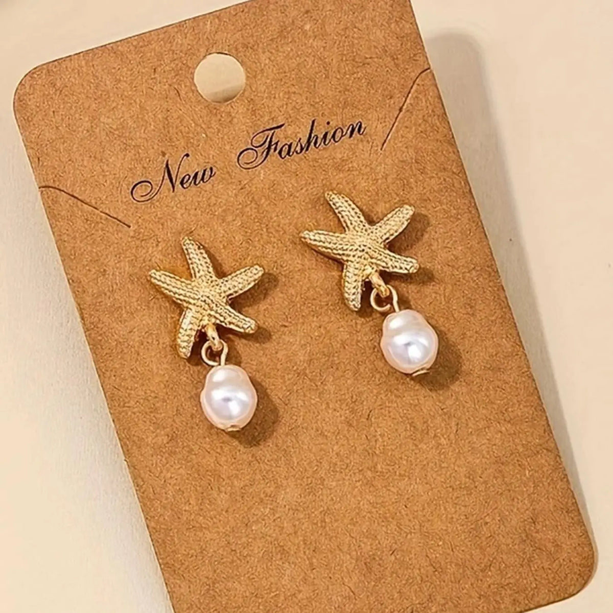 Starfish & Faux Pearl Decor Dangle Earrings, Stylish Jewelry for Women, Trendy All-match & Exquisite Jewelry for Birthday Gift, Trendy Fashionable Accessories, Beachy Earrings, Earrings Dangling