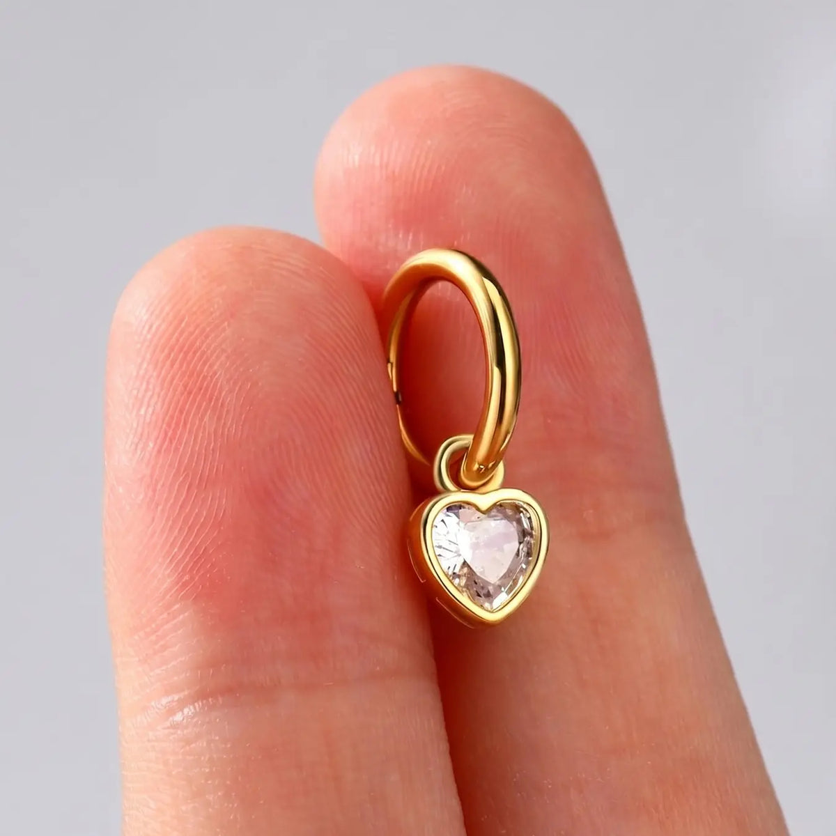 Hypoallergenic Clicker Belly Button Ring, 14G Heart Dangle Belly Navel Ring for Women, Surgical Steel Navel Belly Button Piercing Jewelry, Cute Belly Button Rings
