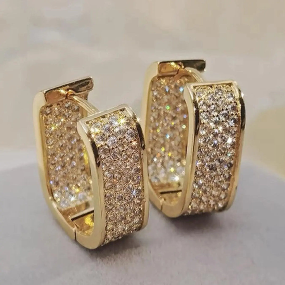 Unisex Hip Hop Hoop Earrings, Statement Hoops Earrings, Fashionable Hoop Earrings, Copper in Silver Color with CZ Pavé, Elegant Street Fashion Jewelry, Copper Zirconia, Cz Stones Earrings