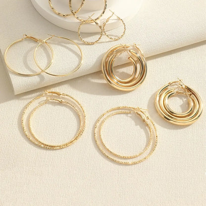8 Pairs Women's Elegant Twist Design Hoop Earrings, 8 Pairs Trendy Exquisite Hoop Earrings, Chic All-match Vintage Jewelry As Gift for Girlfriend, Versatile Earrings Hoop Earring Sets