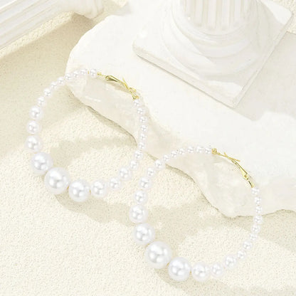 Large Faux Pearl Earrings, French Fashion High-End Style, Stylish Jewelry, Vintage Exaggerated Ear Cuffs, Christmas Valentine's Day Birthday Gift, High Quality Earrings Earcuff
