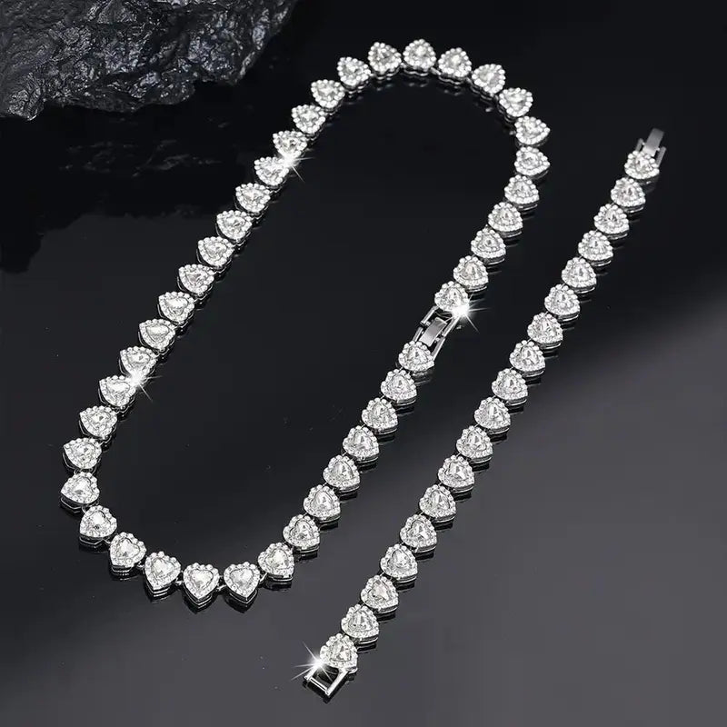 Women's 2-Pcs Heart Cuban Link Matching Necklaces Set with Pendants - Gold Choker Chains Set, Casual Party Birthday Jewelry for Women, Sports & Outdoor Camping Hammock Accessory