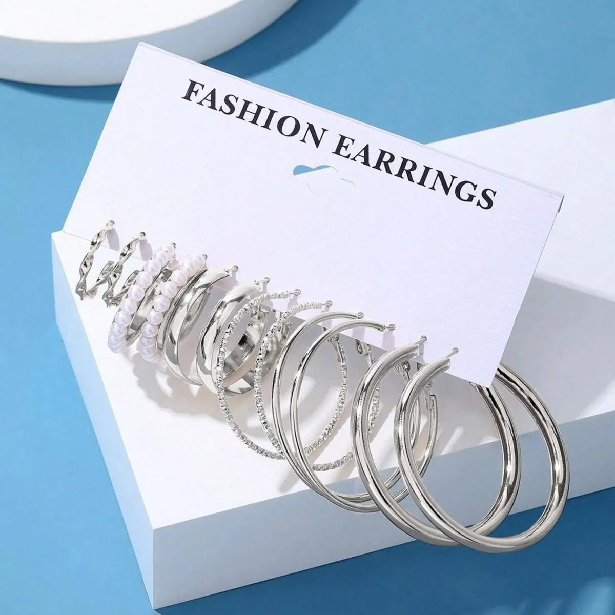 6 Pairs Faux Pearl Decorated Earrings, Hoop Earring Sets, Fashionable Hoop Earrings, Elegant Jewelry for Women, Fashion Jewelry for Party, Daily Clothing Decor, Trendy All-match & Exquisite Jewelry for Birthday Gift, Earring Stacking Set