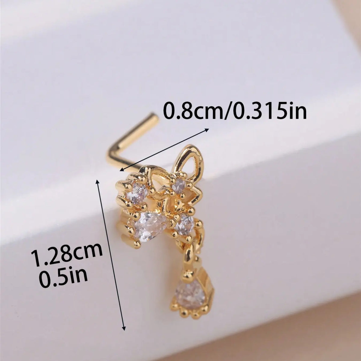 Dangle Nose Stud Rings for Women, Cute Butterfly Shape, Cz, Silver Color, L Bend, Nostril Screw, Unique Nose Piercing Jewelry, Body Jewelry, Body Jewellery