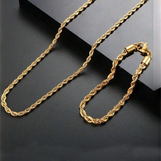 Elegant Stainless Steel Braided Bracelet and Necklace Set, Fashion Jewelry Set, Matching Jewelry Set, Perfect Gift for Friends and Family, Ideal for Parties and Daily Wear, Fashionable Jewelry Set