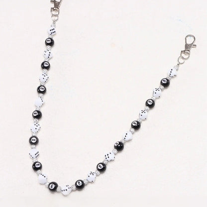 1pc Fashion Street Hip Hop Pants Chain, Rhinestone Beaded, Pool Ball and Dice Decor, Handmade, Unisex, Daily Wear Accessory, Men's Waist Decoration, Chains for Pants