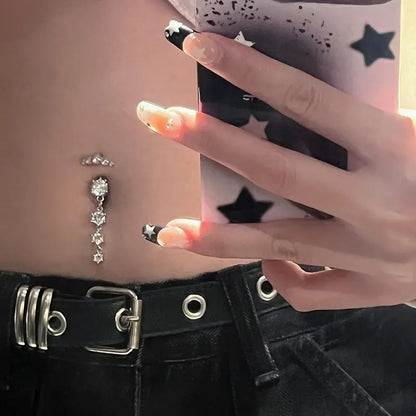 A Set of 7/5/4 Pcs 14G Dangle Belly Button Rings,Surgical Steel Silver Belly Button Rings,Dangling CZ Belly Rings for Women,Silver Gold Belly Button Piercing Jewelry,DIY Hand Tools Kits