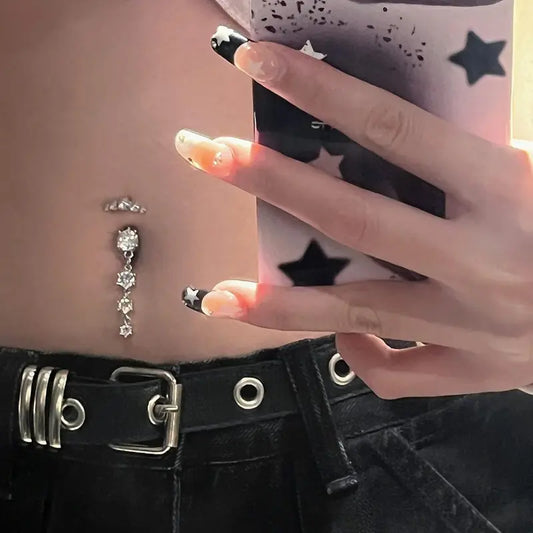 A Set of 7/5/4 Pcs 14G Dangle Belly Button Rings,Surgical Steel Silver Belly Button Rings,Dangling CZ Belly Rings for Women,Silver Gold Belly Button Piercing Jewelry,DIY Hand Tools Kits