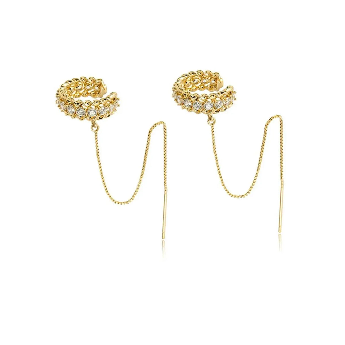 Women's Elegant Rhinestone & Chain Design Ear Cuff, Exquisite Long Thread Earrings, Chic Gorgeous Jewelry As Gift for Girlfriend, Trendy Jewelry, Ear Accessories, Trendy Fashionable Accessories