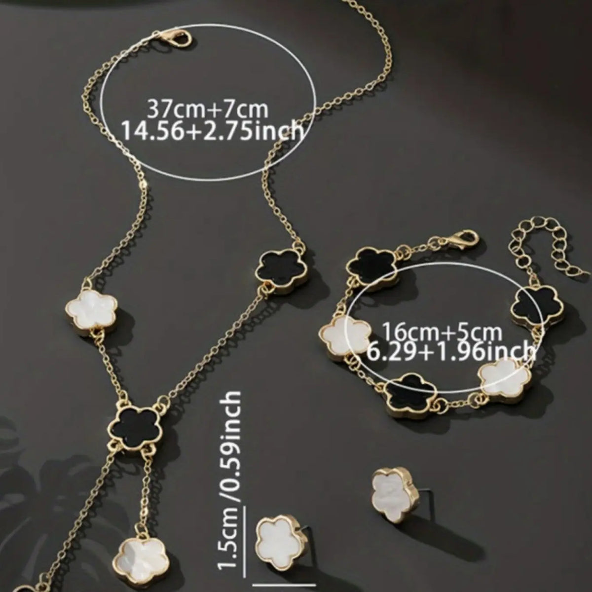 Five-Petal Flower Necklace Earrings Bracelet Set, Fashion Jewelry for Women, Perfect Gift for Valentine's Day Birthday, Jewelry Sets