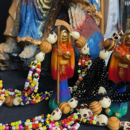 Santamuerte Necklace & Bracelet Set, Curated Conssecrated Santa Muerte Accessories Set - Model 1