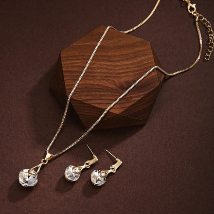 4pcs/set French Elegant Square Dial Women's Watch + Teardrop Necklace Earrings Set, Jewelry Sets, Accessory Set, Perfect Gift for Holidays and Special Occasions