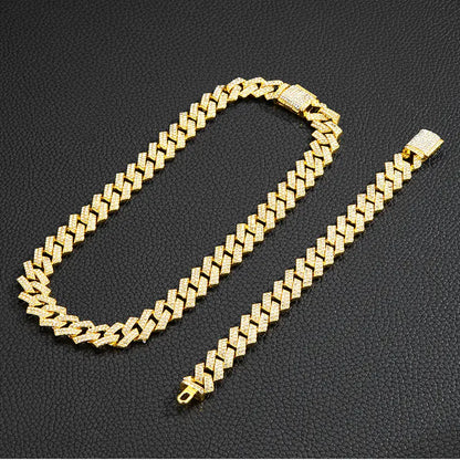 Necklaces for Men, 14mm Cuban Chain Necklace and Bracelet Set (with box), 2025 Men's Accessories Combination, Chains for Men