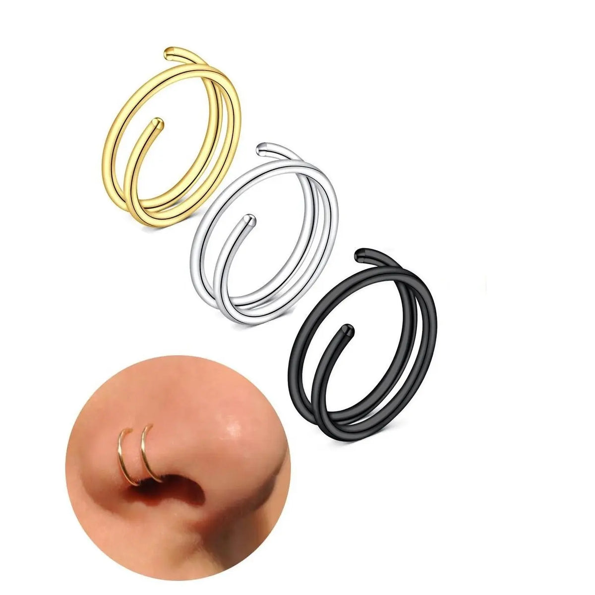 Stainless Steel Nose Ring Set, Durable Nose Piercing Jewelry, Fashion Body Jewelry, Premium Material, Ideal for Daily Wear, Perfect Gift, Nose Rings Set