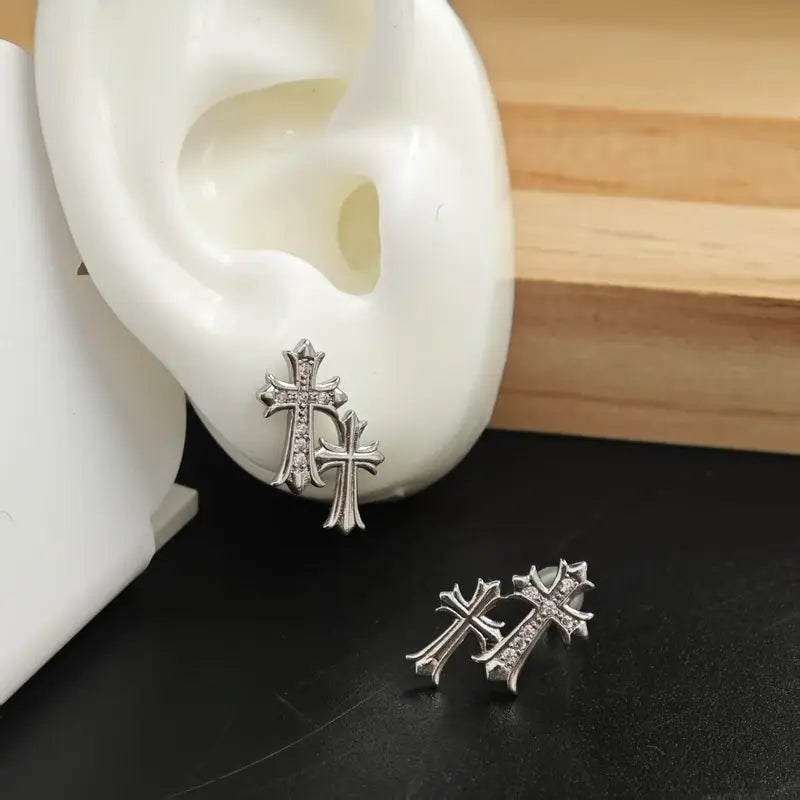 Women's Bling Sparkle Shine Ear Studs - Retro Look Round Zircon Starburst Rhinestone Jewelry, Unisex Fit Cool Costume Accessories, Holiday Gift Ready