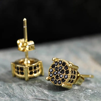 Women's Bling Sparkle Shine Ear Studs - Retro Look Round Zircon Starburst Rhinestone Jewelry, Unisex Fit Cool Costume Accessories, Holiday Gift Ready
