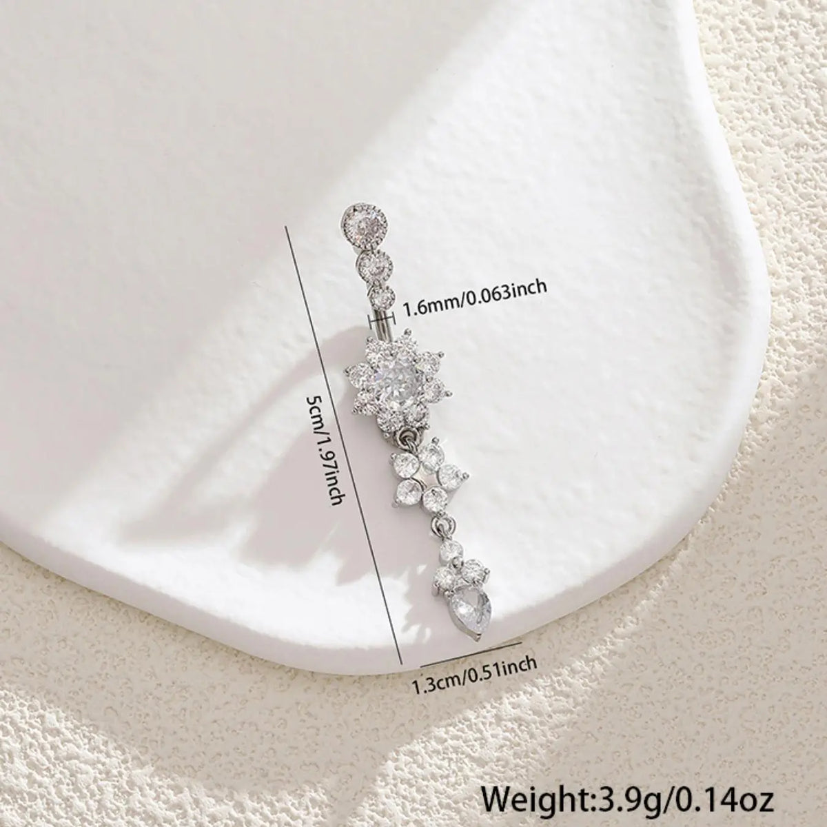 Women's Rhinestone Flowers Decor Belly Ring, Body Piercing Jewelry, Navel Piercing Jewelry, Rhinestone Decorated Belly Button Ring, Elegant Flower Design Belly Piercing for Women, Jewelry Gifts, Body Jewellery