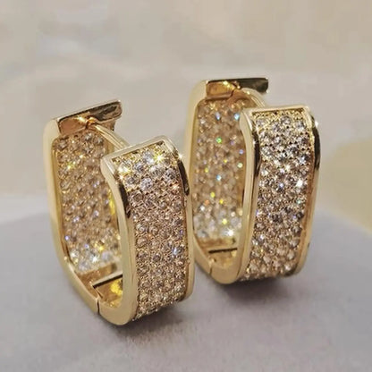 Unisex Hip Hop Hoop Earrings, Statement Hoops Earrings, Fashionable Hoop Earrings, Copper in Silver Color with CZ Pavé, Elegant Street Fashion Jewelry, Copper Zirconia, Cz Stones Earrings