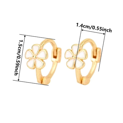 Elegant Flower Design Hoop Shape Earrings, Fashionable Ear Jewelry for Women, Trendy All-match & Exquisite Jewelry for Birthday Gift, Fashion Jewelry Party, Versatile Earrings, Earrings Hoops