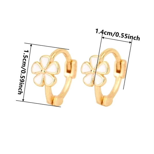 Elegant Flower Design Hoop Shape Earrings, Fashionable Ear Jewelry for Women, Trendy All-match & Exquisite Jewelry for Birthday Gift, Fashion Jewelry Party, Versatile Earrings, Earrings Hoops